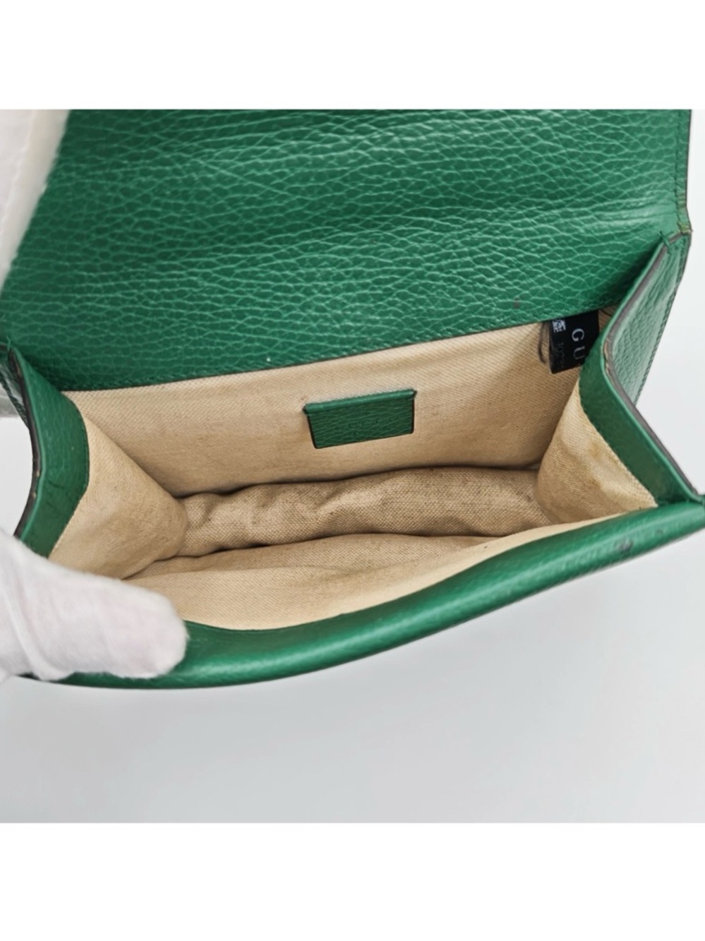 Gucci Dionysus Green Leather Chain Shoulder Bag Tiger Head - Picture 6 of 12